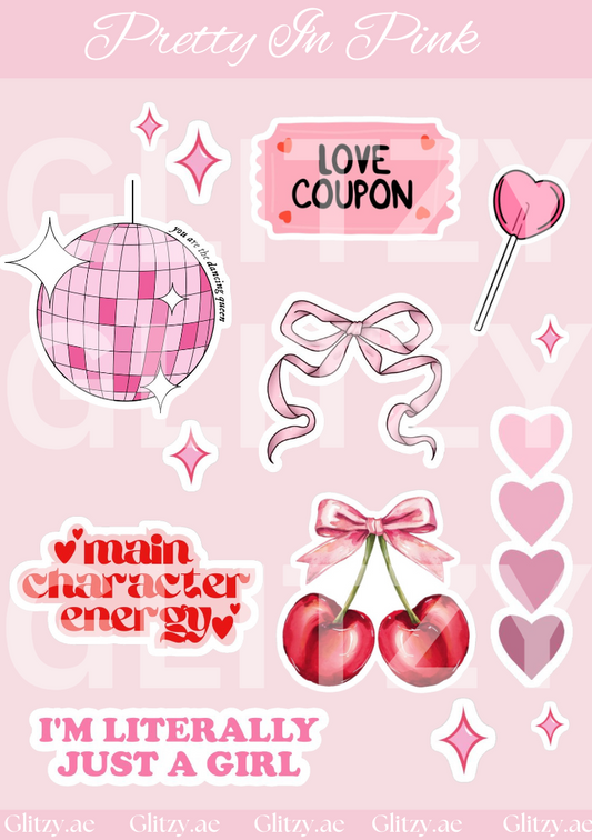 Pretty in pink sticker sheet (A6)